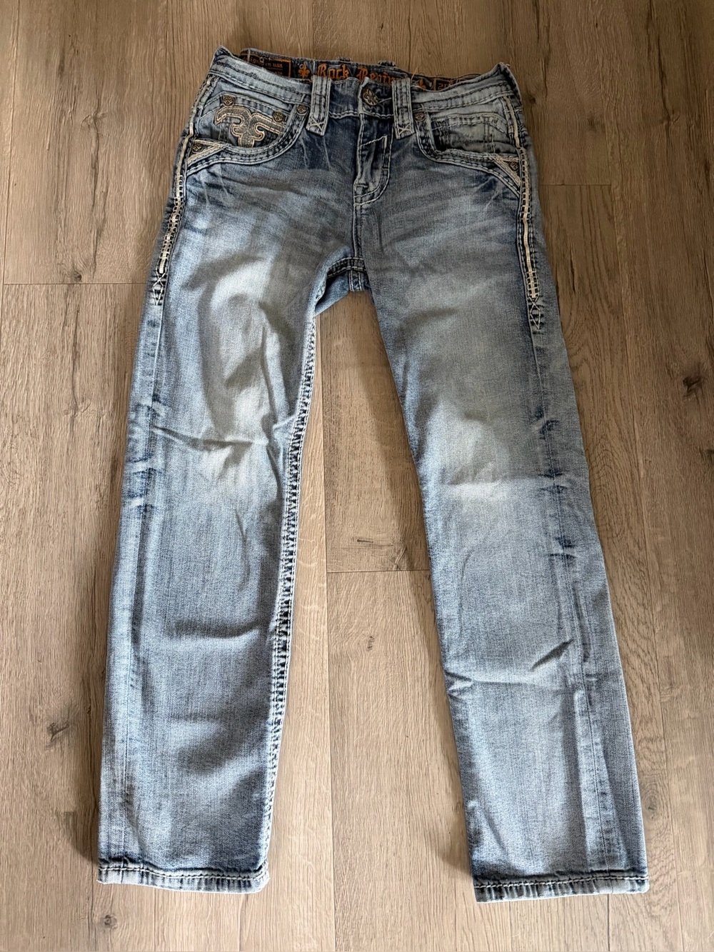 Rock Revival Daniel Straight Women’s Jeans Size 29 Embroidered Y2K Denim